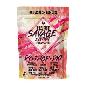 Habit Savage Edition D9 + THCP + D10 30mg Per Gummy 300mg Per Pouch - Strawnana
