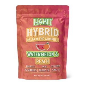 Habit 500mg D8 THC Gummy Pack (20 Count) - Hybrid Watermelon Peach